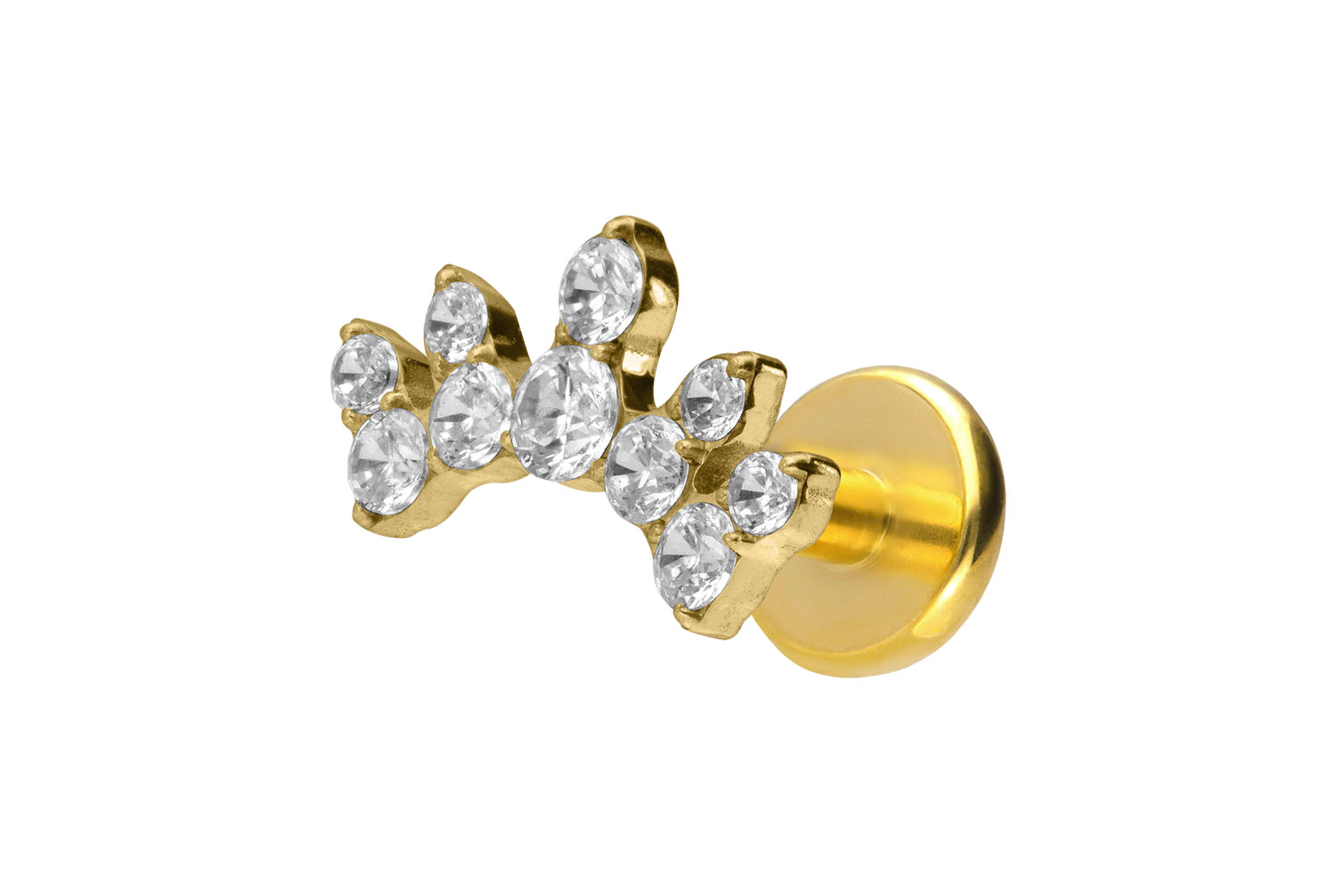 Titan Labret Piercing mit Push Fit KRISTALLBOGEN